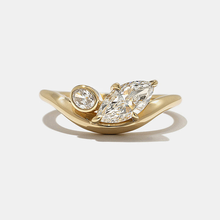 0.70CT Marquise & Bezel Set Oval Lab Grown Diamond Toi Et Moi Engagement Ring