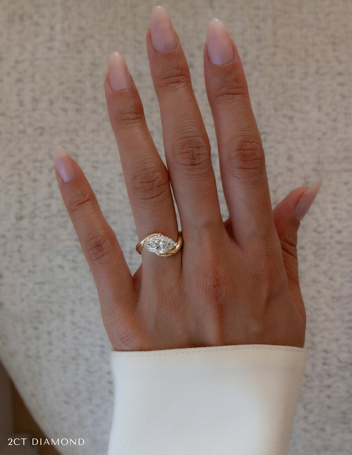 1.0CT-2.0CT Marquise Cut Lab Grown Diamond Antique Engagement Ring