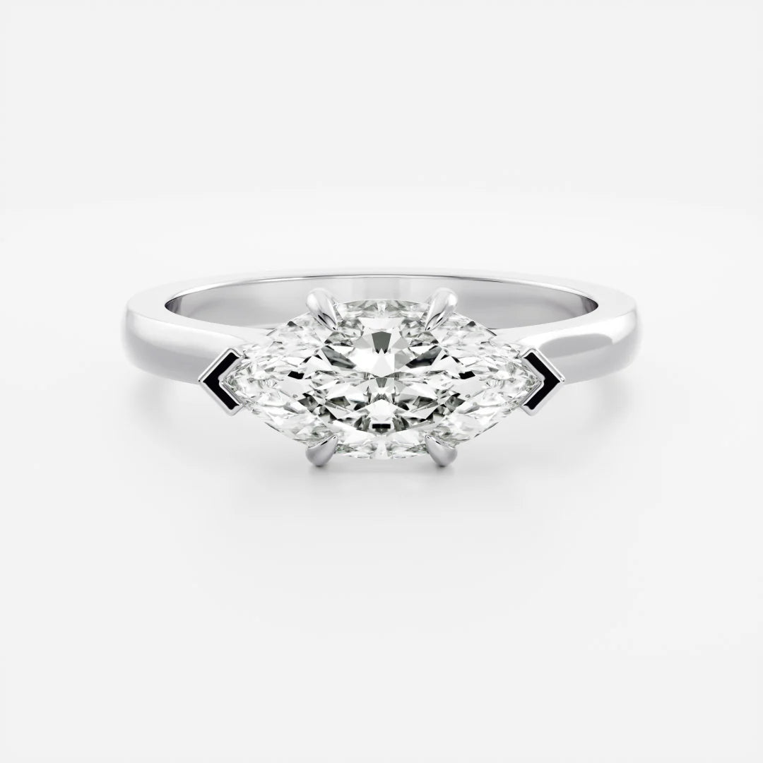 elegant marquise east west cathedral ring lab diamond IGI USA
