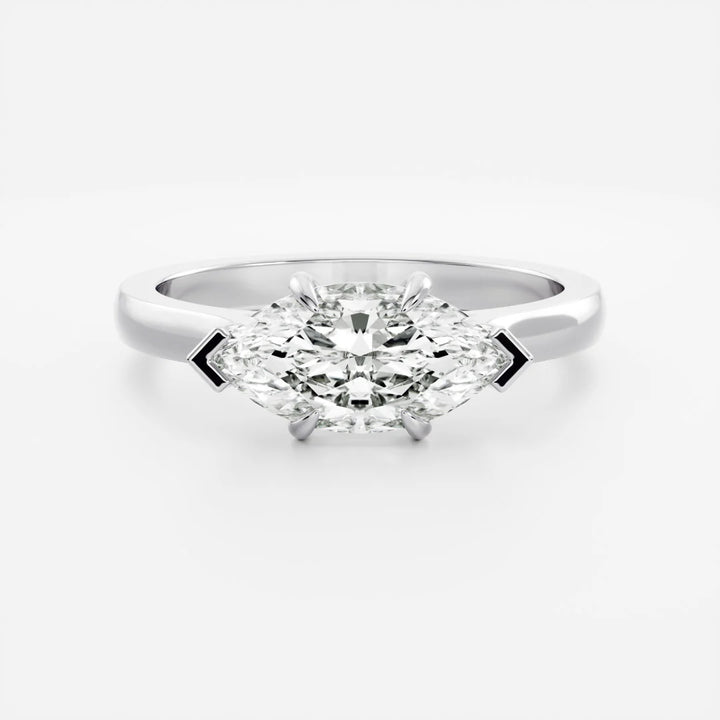 elegant marquise east west cathedral ring lab diamond IGI USA