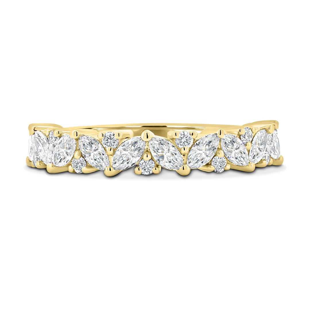 Marquise Cluster Lab Grown Diamond Half Eternity Wedding Band