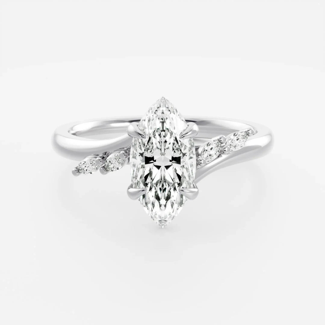 elegant marquise cluster engagement ring lab diamond 2ct IGI certified USA