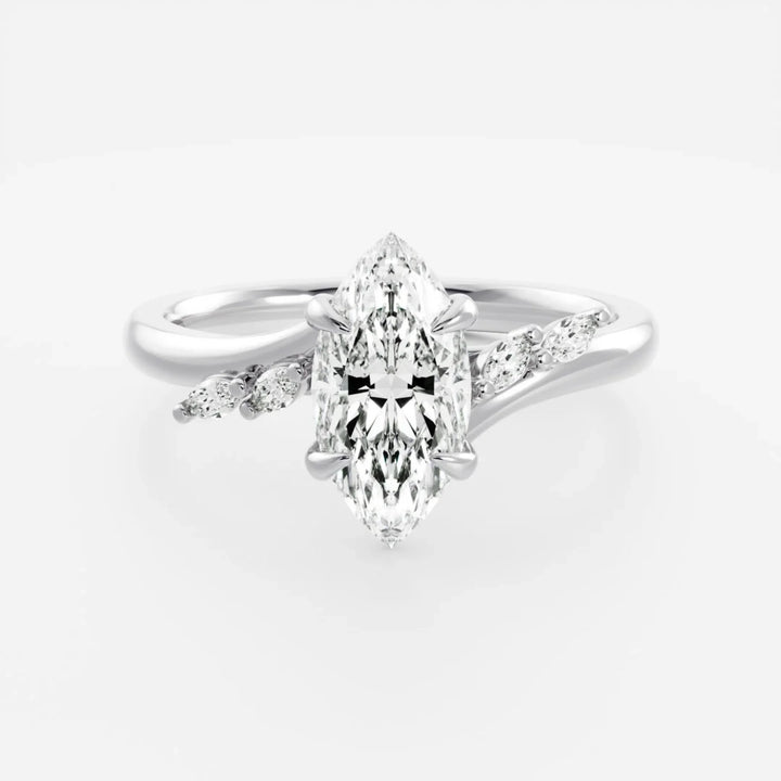 elegant marquise cluster engagement ring lab diamond 2ct IGI certified USA