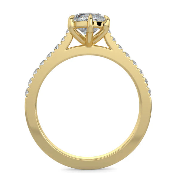 marquise cut cathedral pavé engagement ring 2 carat lab diamond USA
