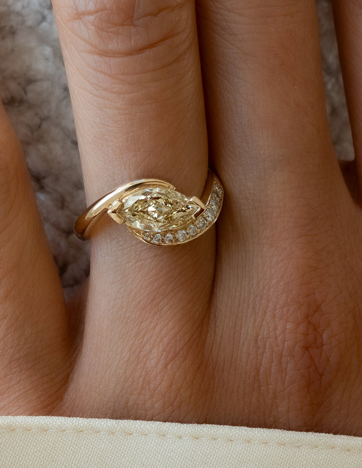 Marquise Cut Yellow Lab Diamond Ring