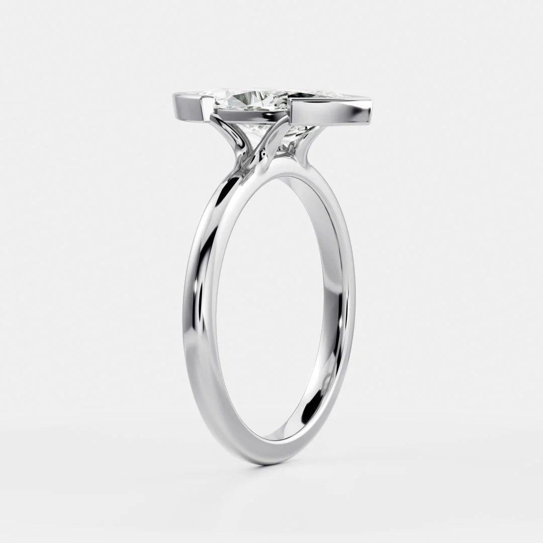 elegant marquise half bezel engagement ring lab diamond solitaire 2.5ct USA