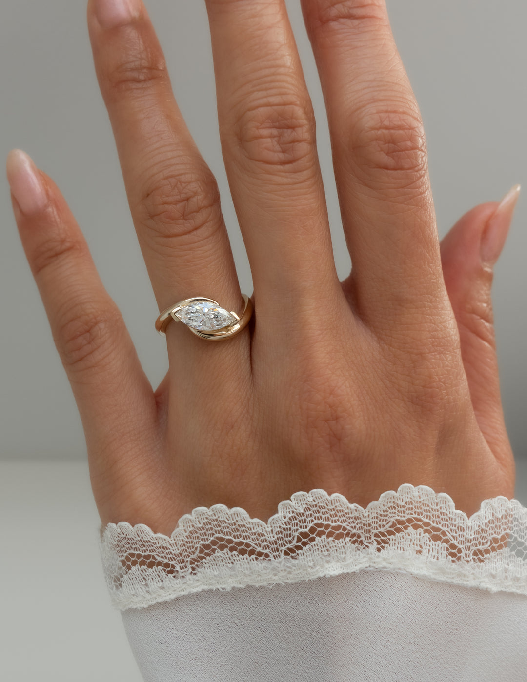 V Claw Marquise Diamond Ring