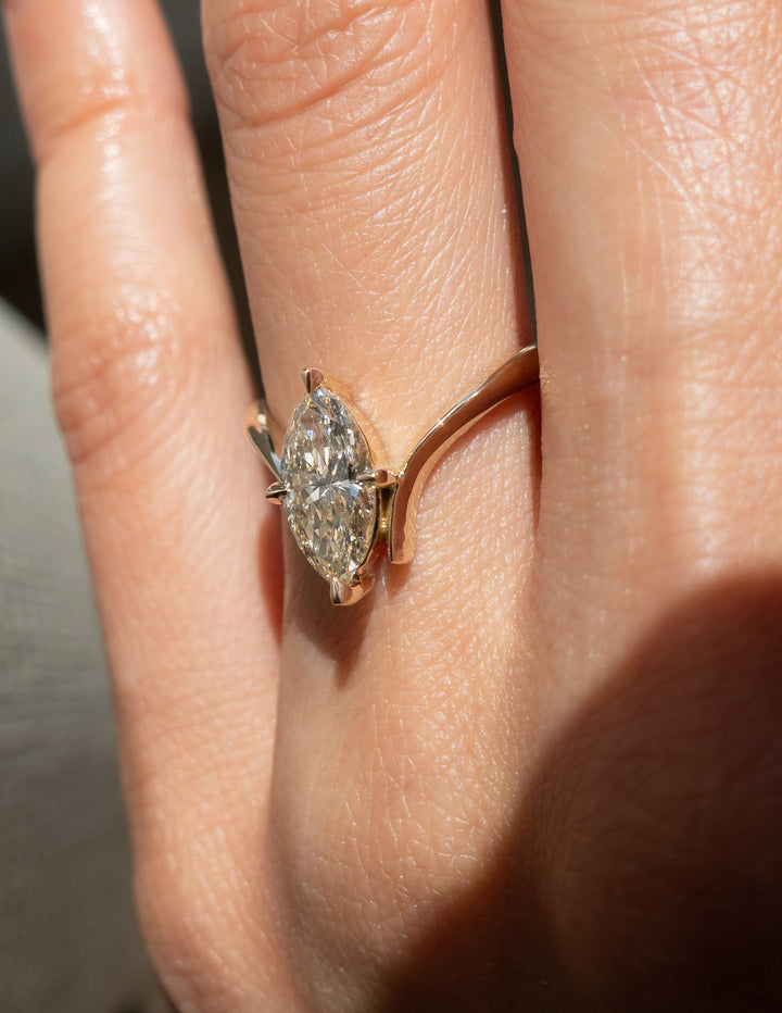 Marquise Cut Lab Diamond Engagement Ring