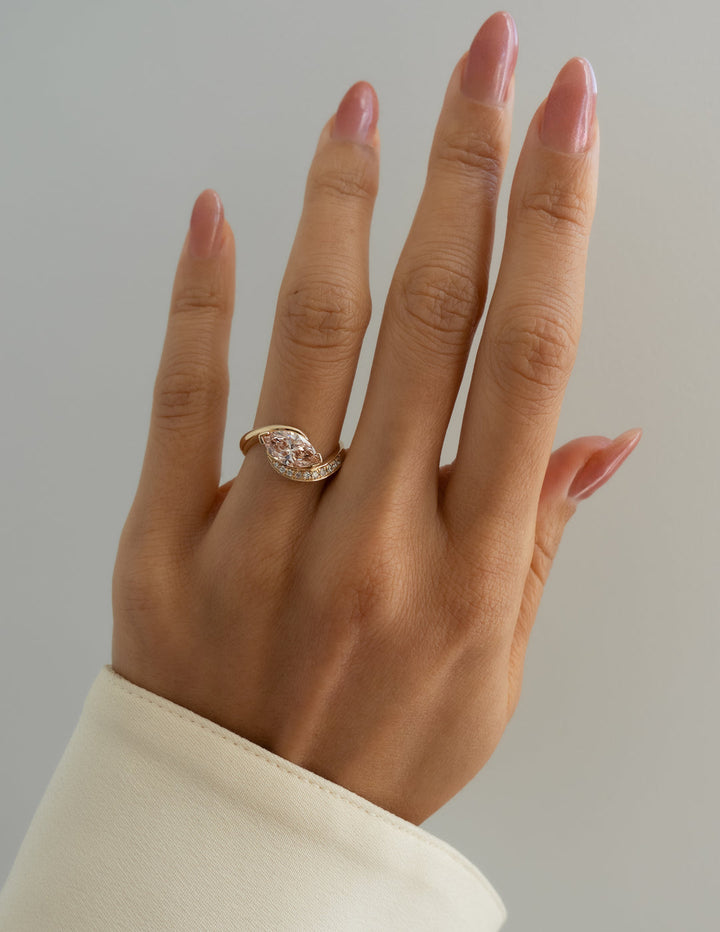 Marquise Cut Pink Lab Diamond Ring