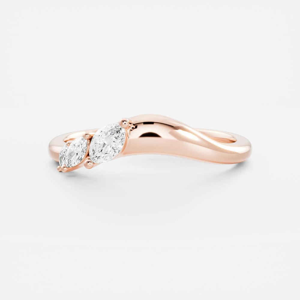 Marquise Curved Lab Diamond Wedding Band