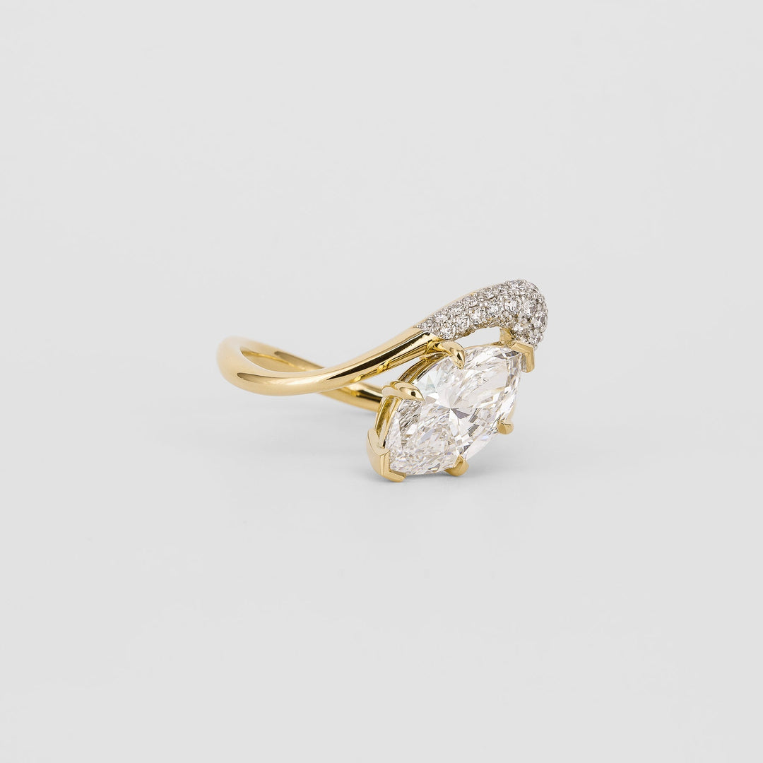 Marquise Diamond Engagement Ring for Women with Pavé Detail
