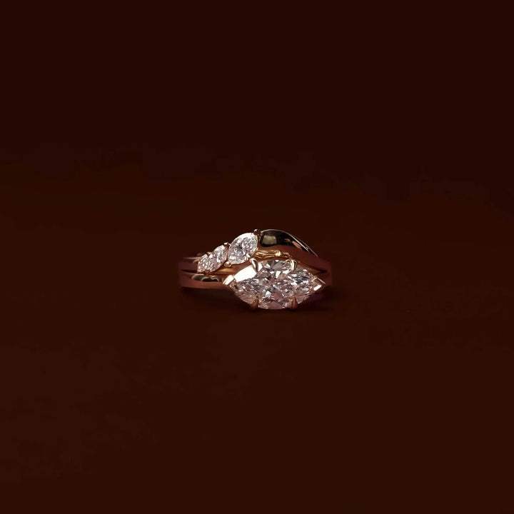 minimalist east west marquise cathedral engagement ring IGI certified USA