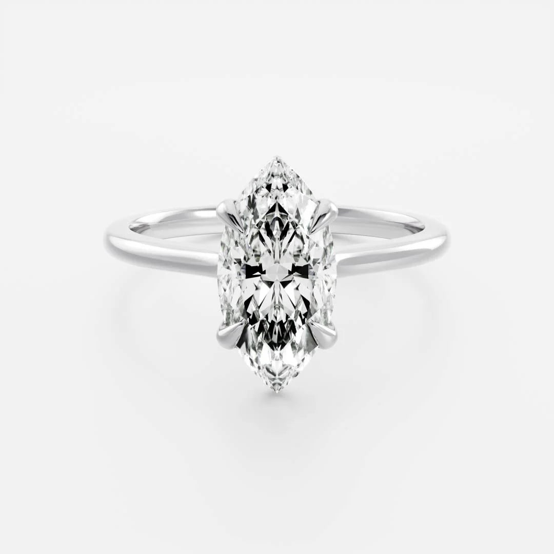 1.5 carat marquise diamond cathedral ring lab grown IGI certified USA
