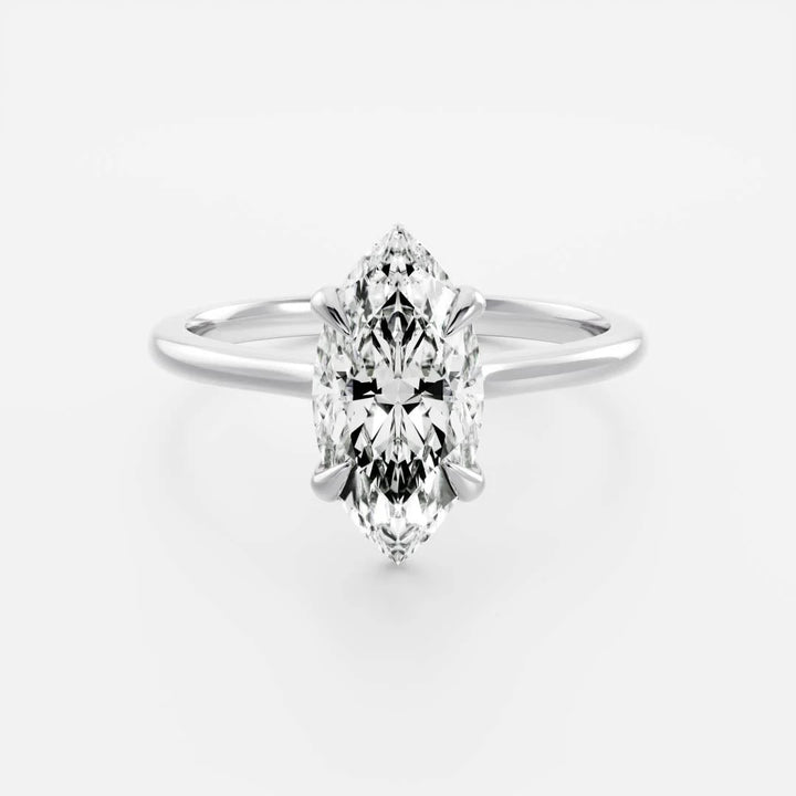 1.5 carat marquise diamond cathedral ring lab grown IGI certified USA