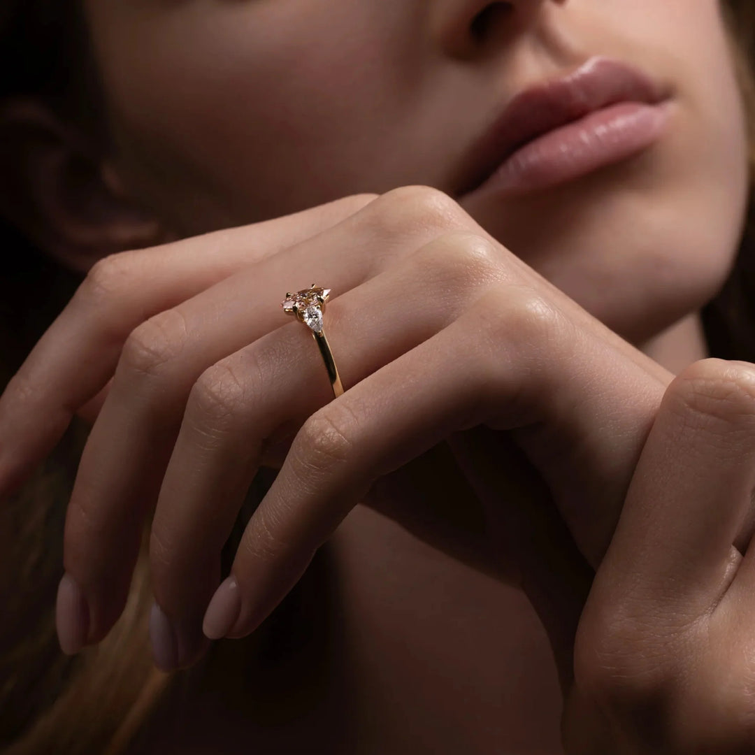 luxury marquise three stone engagement ring minimalist bridal USA