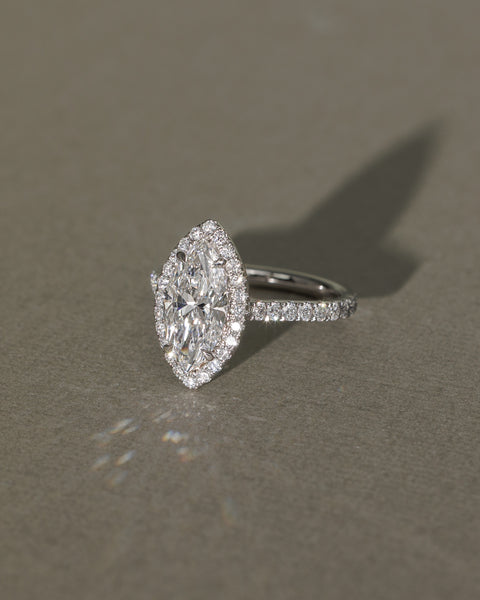 statement marquise halo cathedral diamond ring USA