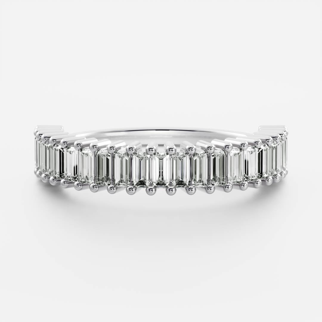 Emerald Cut Pavé Wedding Band