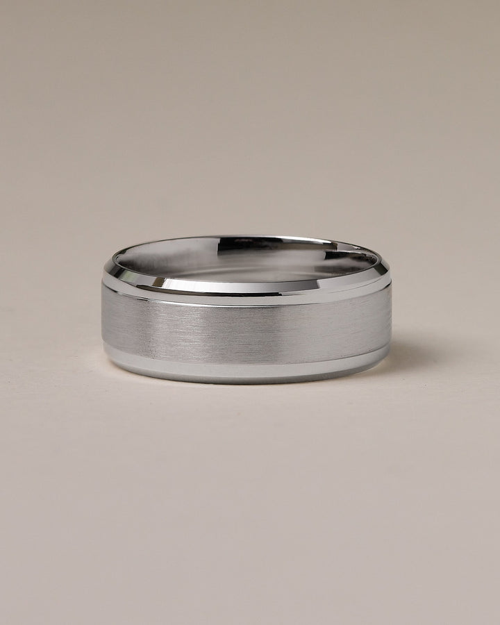 Men's Brushed Center Step-Edge Wedding Band