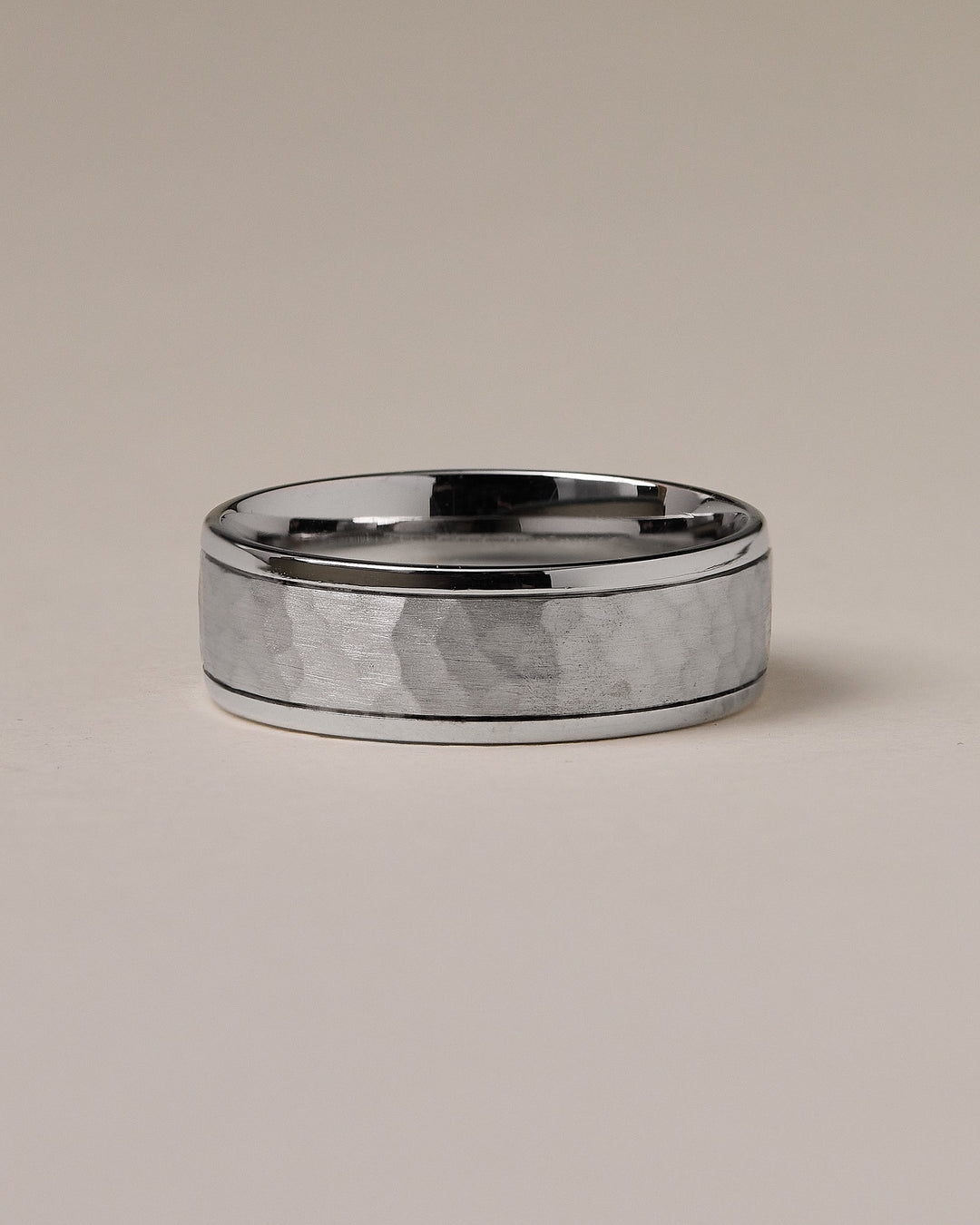 Men's Hammered  Grooved Edges Wedding Band