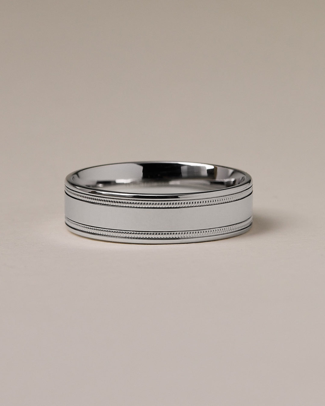 Men's Hammered Two Steppes Milgrain Wedding Band
