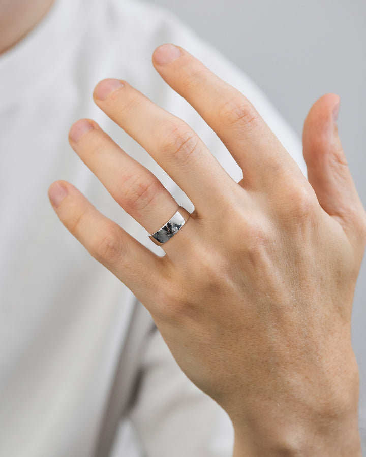 Men's Heavy Dome Flat Solid Gold Wedding Ring