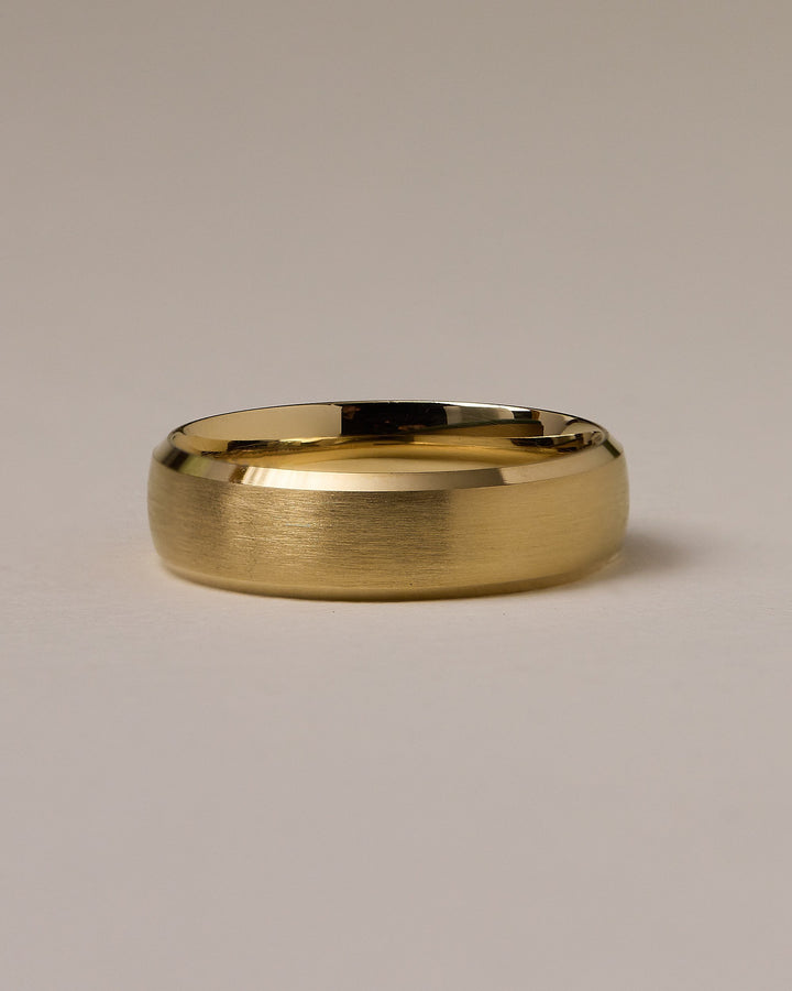 Men's Matte Beveled Edge Solid Gold Wedding Band