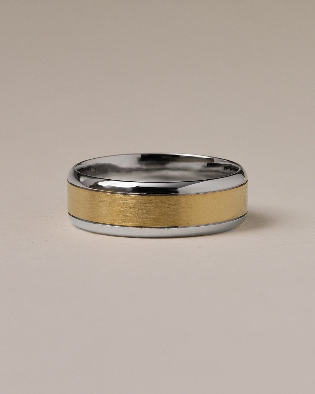 Men's Triple-Banded Satin Solid Gold Ring