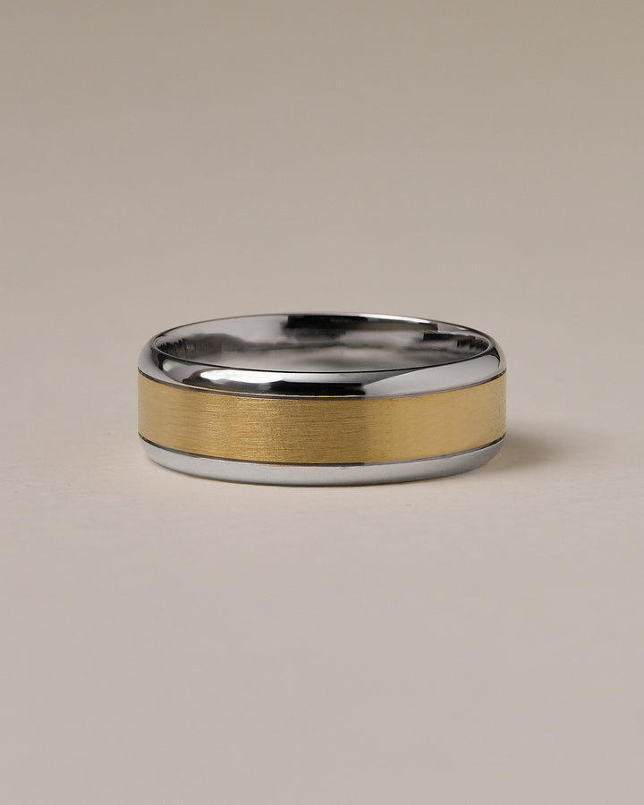 Men's Triple-Banded Satin Solid Gold Ring