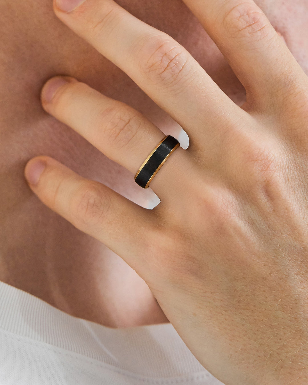 Men's Two-Tone Beveled Edges Wedding Band