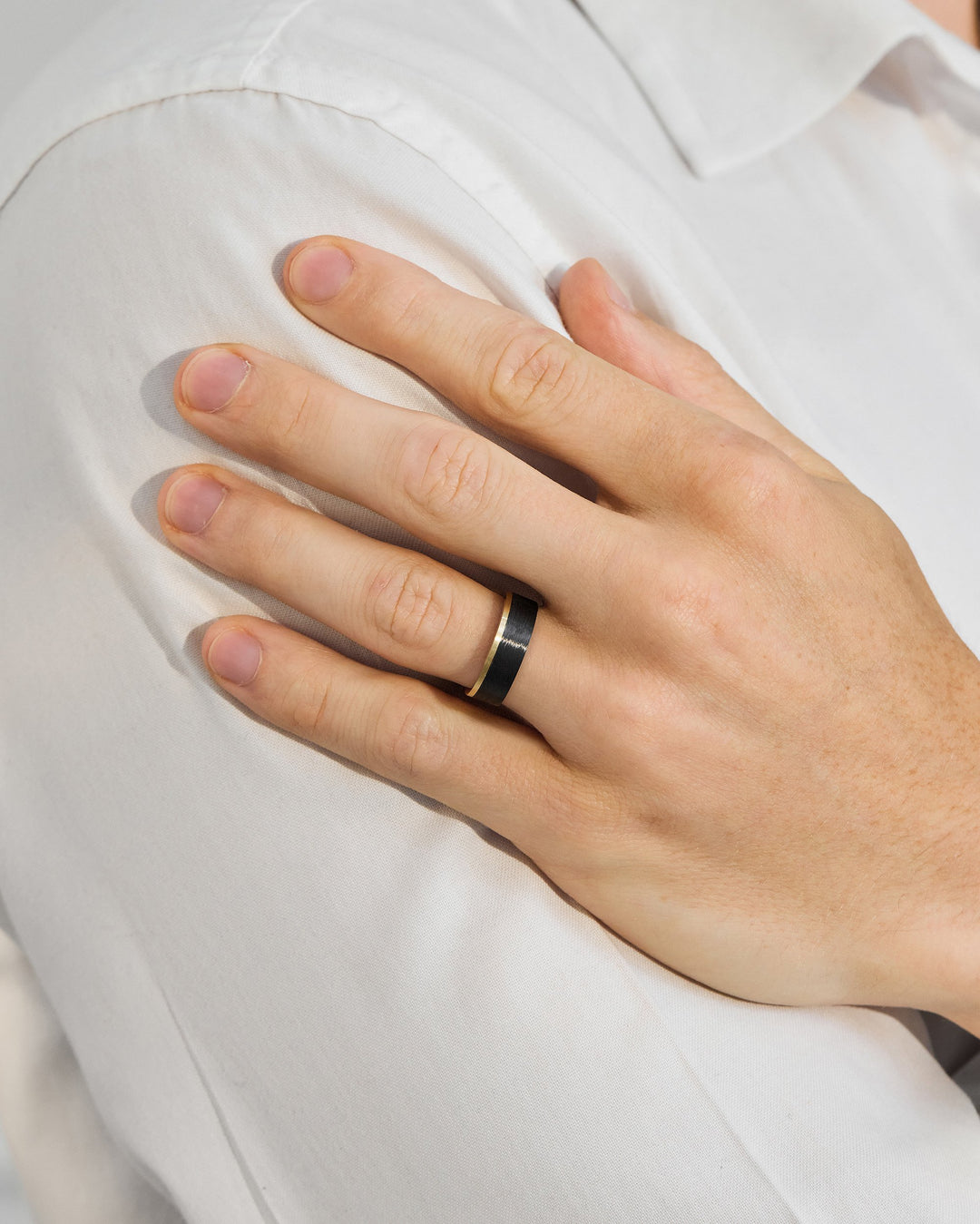 Men's Two-Tone Flat Profile Wedding Band