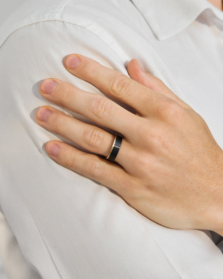 Men's Two-Tone Flat Profile Wedding Band