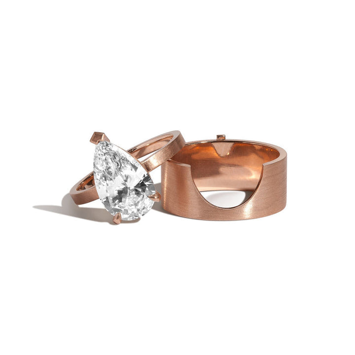 2.50ct Pear Cut Diamond Unique Engagement Ring With Cigar Band