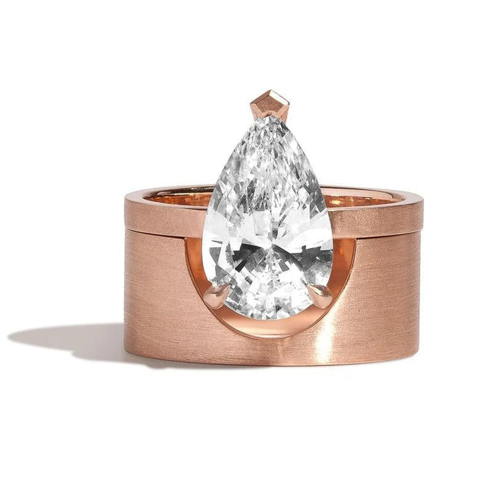 2.50ct Pear Cut Diamond Unique Engagement Ring With Cigar Band