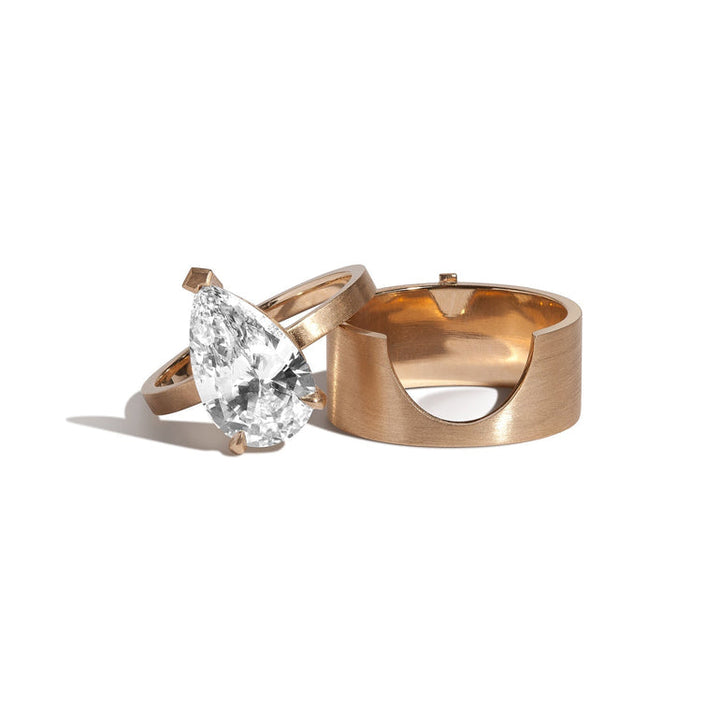 2.50ct Pear Cut Diamond Unique Engagement Ring With Cigar Band