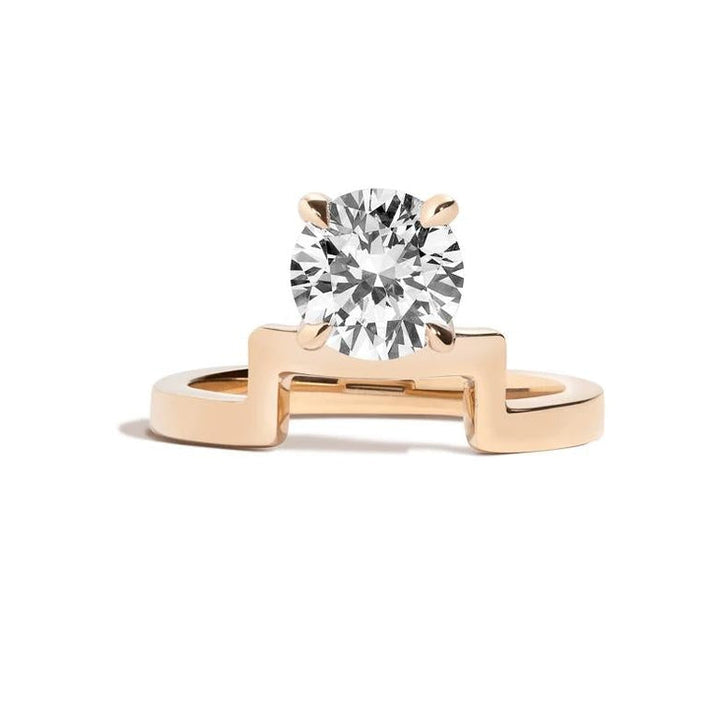 1.50ct Round Cut Diamond Notch Unique Engagement Ring