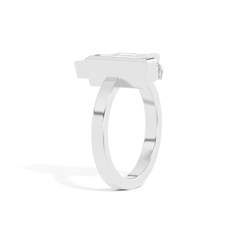 Minimalist Emerald Diamond Engagement Ring