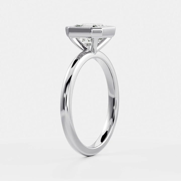 modern asscher bezel solitaire engagement ring IGI certified lab grown diamond