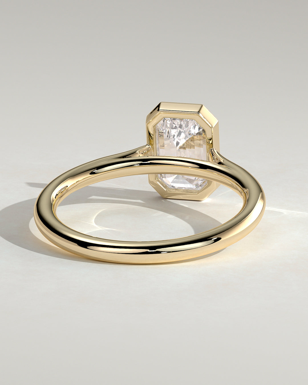high end emerald cut bezel engagement ring IGI certified lab diamond ring