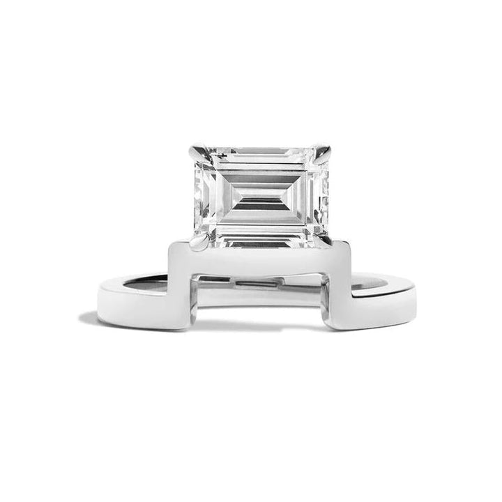 Unique Emerald Cut Engagement Ring Lab Diamond