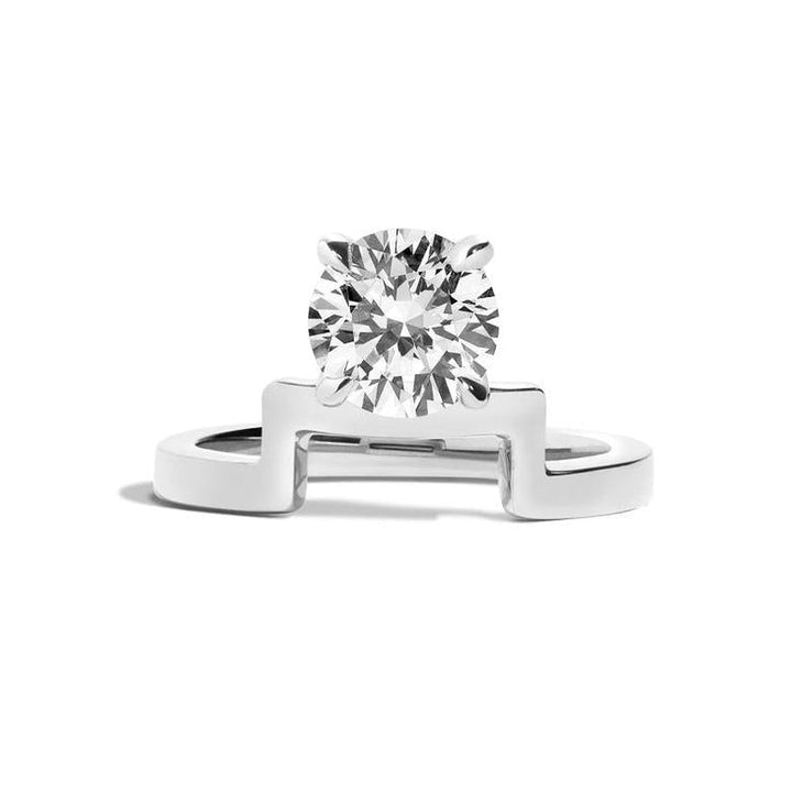 Unique Round Engagement Ring Lab Diamond
