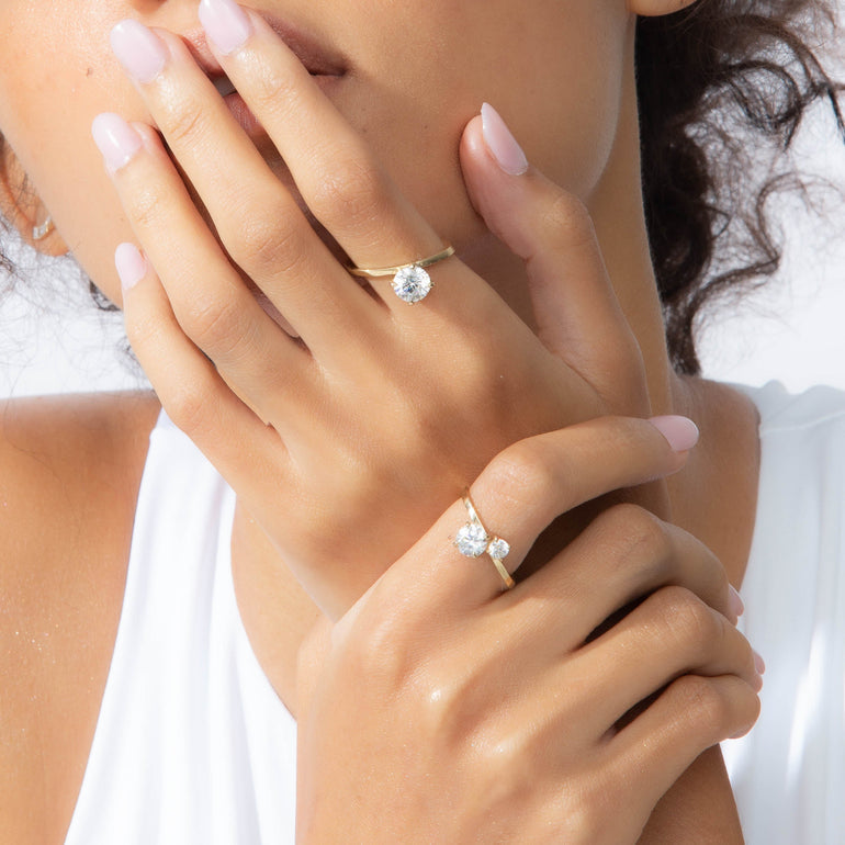 Unique Round Engagement Ring Lab Diamond