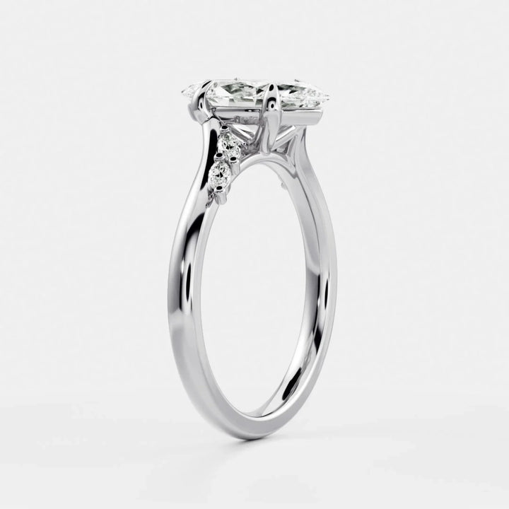 modern marquise cut cluster engagement ring IGI certified lab grown diamond