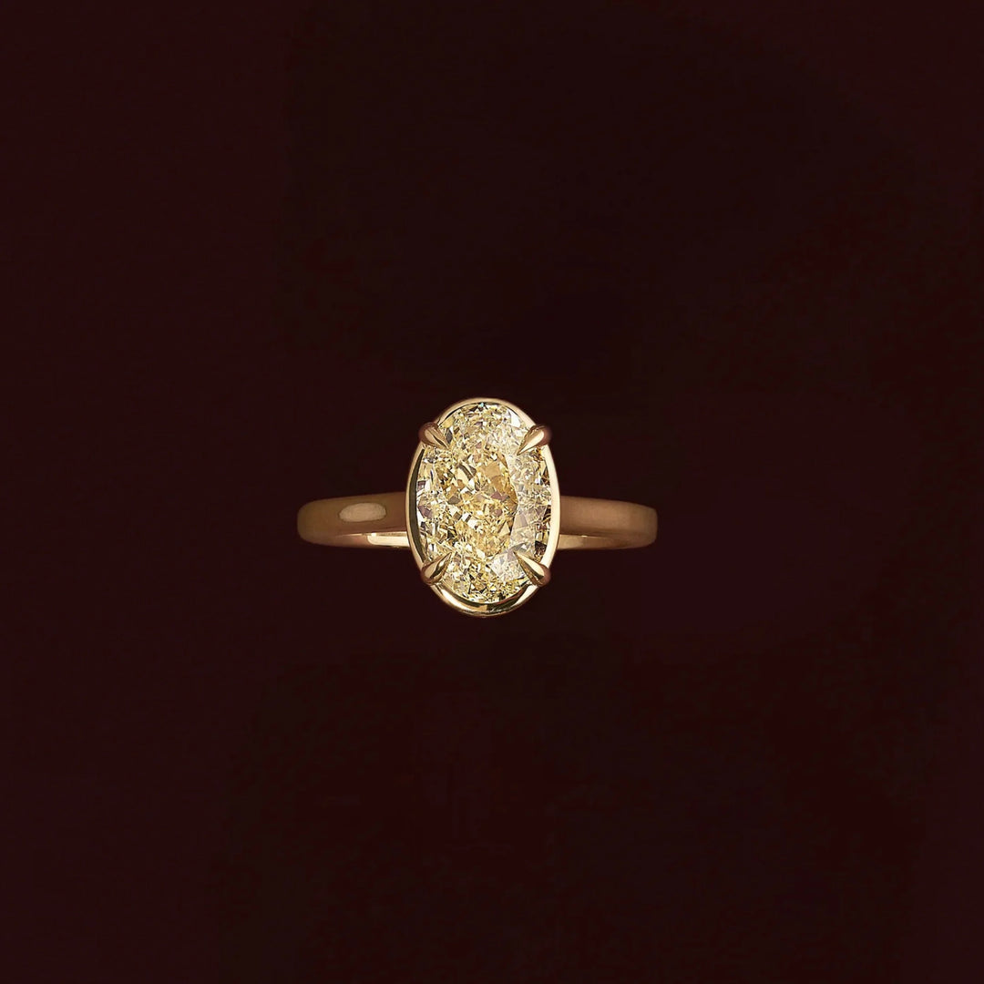 modern oval cut bezel engagement ring IGI certified lab grown diamond USA