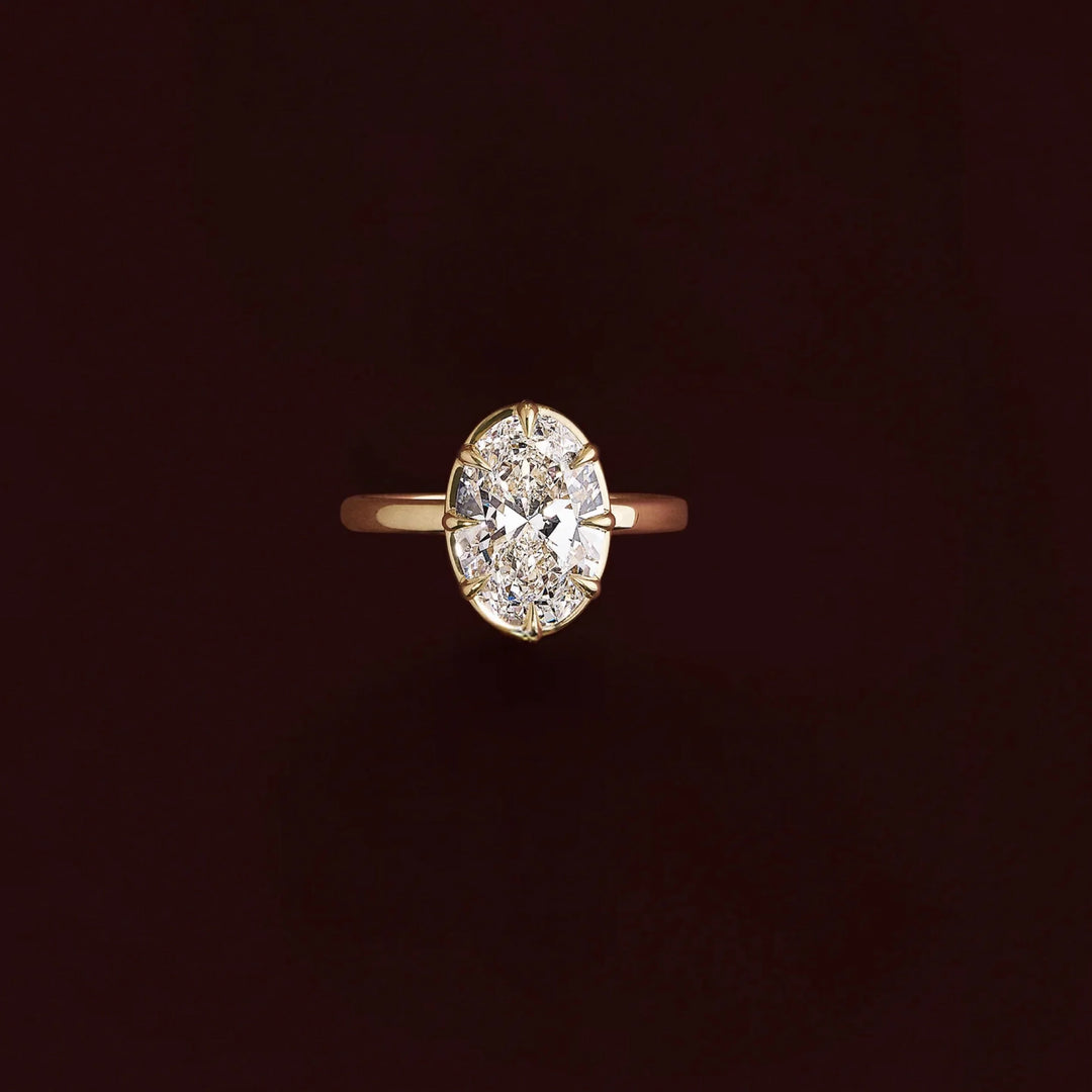 modern oval cut bezel engagement ring IGI certified lab grown diamond USA