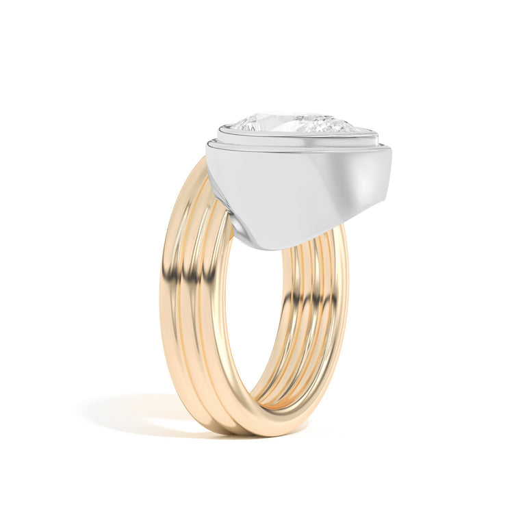 Bezel Set Pear Diamond Engagement Ring