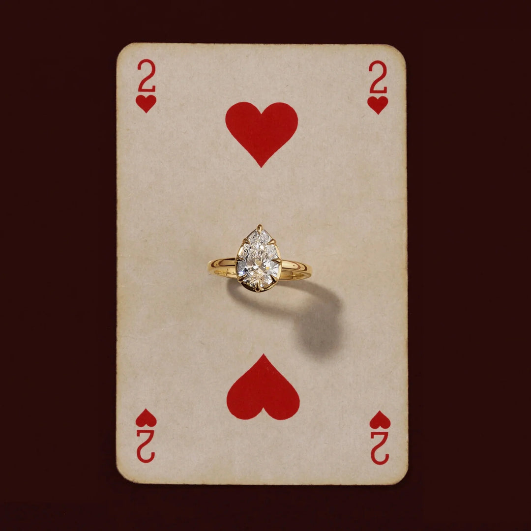 modern pear cut bezel engagement ring IGI certified lab grown diamond USA