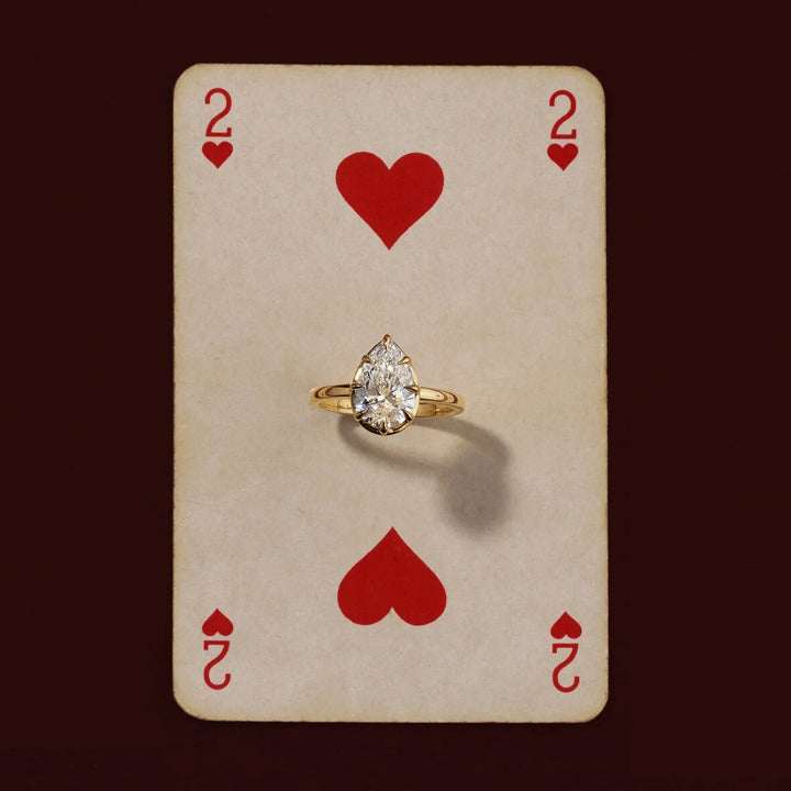 modern pear cut bezel engagement ring IGI certified lab grown diamond USA