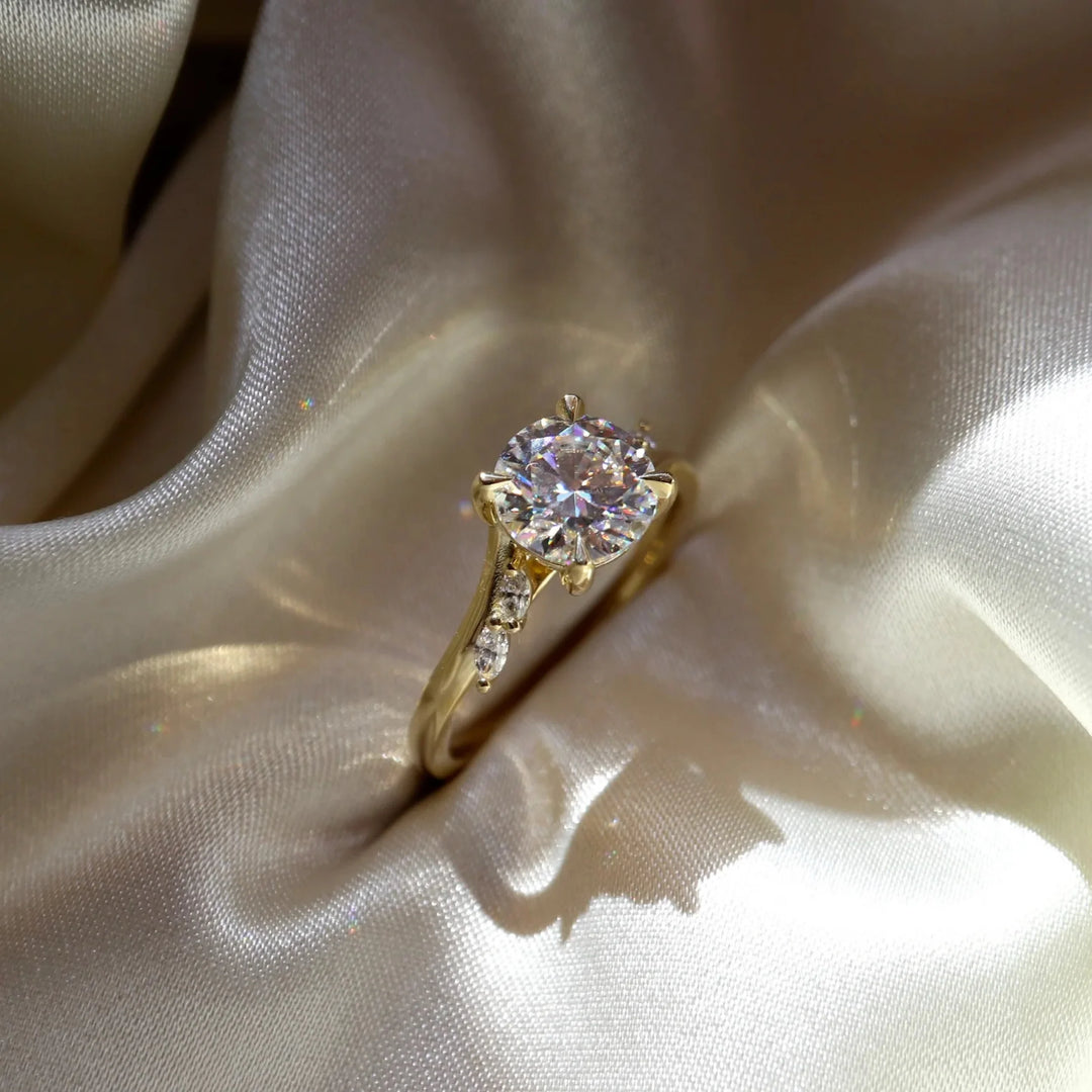 modern round cut cluster engagement ring IGI certified lab grown diamond
