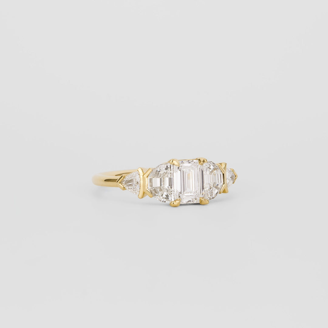 0.50CT-1.50CT Emerald Cut Lab Grown Five Stone Engagement Ring