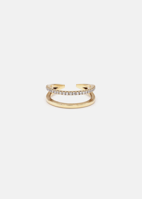 Round Pave Double Band Lab Grown Diamond Wedding Band